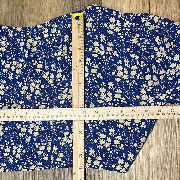 For Love And Lemons Zamira Floral Tie Front Crop Top Sz Large Blue White Flirty - Picture 7 of 7